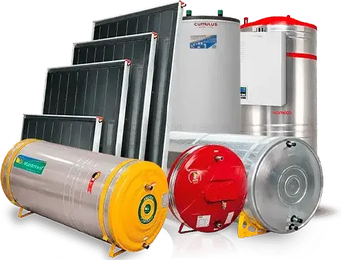 Sistema de aquecimento solar com coletores e boiler