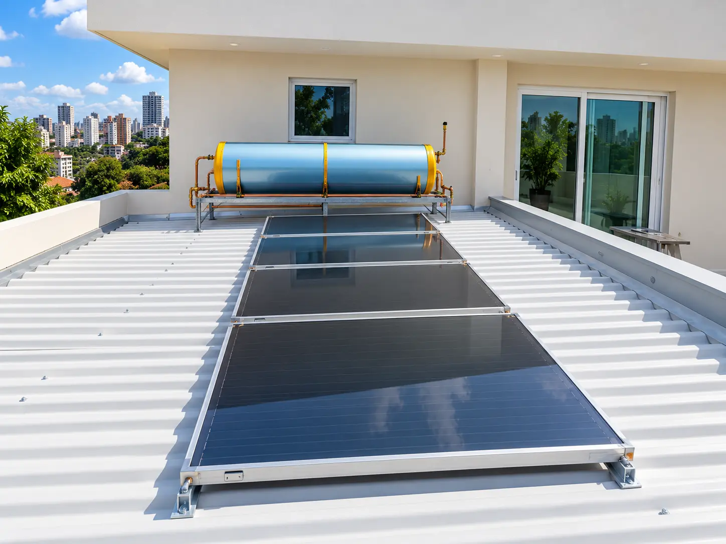 Instalação residencial de placas de aquecimento solar